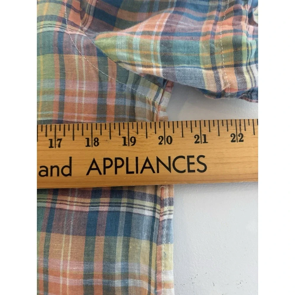 Ralph Lauren Shirt Youth‎ XL 18- 20 Plaid 100% Linen Madras Short Sleeve Button
